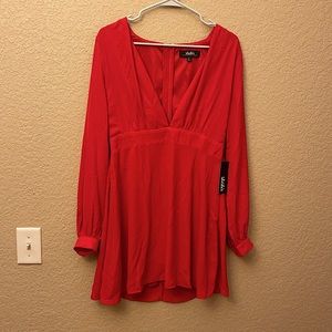 LuLu’s Long Sleeve Deep V Dress